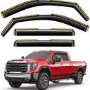 in-Channel Window Rain Guards Fit for Truck Chevy Silverado/GMC Sierra 2500HD 3500HD 2020-2025 Crew Cab Extra Durable Window Visors Window Deflectors Vent Shades Car Accessories-4 pcs 2-Q12