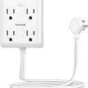 Paewok Surge Protector Power Strip with 3 USB Wall Plug(1 Type C), 4 AC Socket Wall Adapter, Electrical Outlet Extender Stick with 8 ft Thin Extension Cord, Home Office Dorm Room Essentials, White