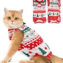 Avont Cat Recovery Suit - Kitten Onesie for Cats After Surgery, Cone of Shame Alternative Surgical Spay Suit for Female Cat, Post-Surgery or Skin Diseases Protection -Christmas(S)