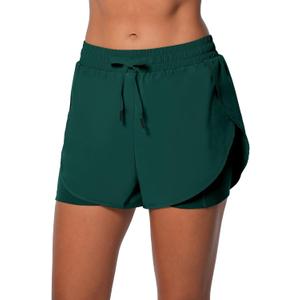 Sunzel 2 in 1 High Waist Running Shorts for Women Quick Dry Elastic Athletic Shorts with Pocket and Drawstring Workout Summer (Green, S)