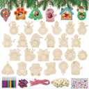 CORALMEE 24Pcs Christmas Pictures Frame Ornament, Unfinished Wood Picture Frame Ornaments with Pens and BeadsDIY Hanging Christmas Photo Frame Ornament Decor for Holiday Presents Xmas Tree Decor