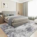 Washable Rug 9x12 Area Rugs for Living Room: Modern Abstract Neutral Soft Carpet for Bedroom Dining Room Under Kitchen Table Home Office Decor - Grey
