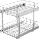 2 Tier Pull Out Cabinet Organizer 14" W X 22" D, Slide Out Drawers For Kitchen Cabinets, Pull Out Drawers For Cabinets Capacity Heavy Duty Caddy, Cabinet Pullout Shelves Chrome-Plated,Bathroom Pantry