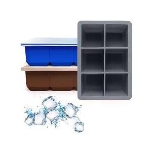 Silicone Ice Cube Trays 3 Pack - Large Size Silicone Ice Cube Molds with Leak Proof Removable Lid Square Ice Cube Tray And BPA Free for Cocktail, Whiskey, Stackable Flexible Ice, Gray 