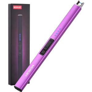 MEIRUBY Electric Candle Lighter, Christmas Stocking Stuffers Gifts for Women Mom Men Wife Sister, USB Arc Rechargeable Windproof Long Lighter for Candle BBQ Housewarming Birthday Gifts Idals (Purple)