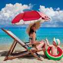 Buryeah 2 Pcs Automatic Chair Umbrella with Universal Clamp 44" UPF 50+ Portable Clamp on Beach Chair Adjustable Wheelchair Umbrella for Outdoor Patio Parasol