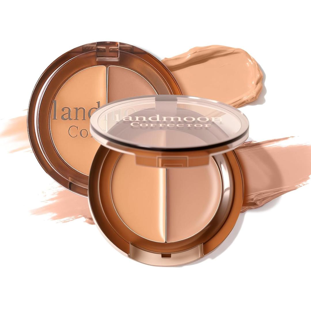 Two-Tone Cream Concealer & Color Corrector Duo  Full Coverage Under Eye Concealer for Dark Circles, Redness, Blemishes & Uneven Skin Tone  Long-Lasting, Blendable Formula(02 Natural Color)