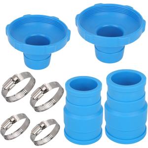 Skimmer Hose B Adapter Kit for Intex, 1 1/2 in Pool Vacuum Hose Connector with 4 Metal Clamps for Above Ground Swimming Pool Surface Skimmer Accessories