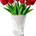 Fully Glazed White Ceramic Bow Vase 9.64 in Unique Cute Modern Decorative Bouquet Flower Vases for Home Living Room Table Decor Mothers Day Gifts