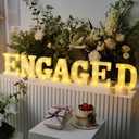 Honoson 7 Pcs 6.5 Inch Engagement Party Decorations Engaged LED Letter Lights Sign Lights Table Decoration for Wedding Engagement Bridal Shower Engaged Party Decor