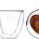 Godinger Double Wall Heart Mug, 8oz, Set of 2 - Insulated Glass Coffee Cups