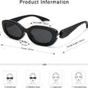 Retro Small Oval Sunglasses for Women Men 90s Trendy Sun Glasses Vintage Shades AP3651N (C1 Black/Grey)