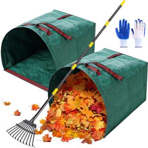 2 PCS 40 Gallon Leaf Collector - Heavy Collapsible Lawn & Leaf Bags, Leaves Pick up Tool Reusable Yard Waste Bags, Large Yard Dustpan Type Garden Bag for Leaves, Debris, Lawn Trash, Clippings, Grass