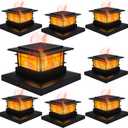 Dynaming 8 Pack Solar Post Cap Lights Outdoor with Flickering Flame Light, Fence Post Solar Lights Fit for 4x4 5x5 6x6 Vinyl/Wooden Posts, High Brightness SMD LED Lighting Decor for Garden Deck Patio (Black)