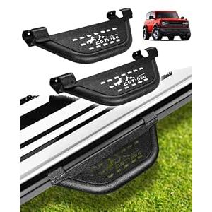 Sunsdrew Side Steps for Ford Bronco 2021-2025 2026 2/4Door with Rock Rail,2PCS Carbon Steel Black Running Boards Side Steps Heavy Duty Front Rear Door Steps for Bronco Accessories