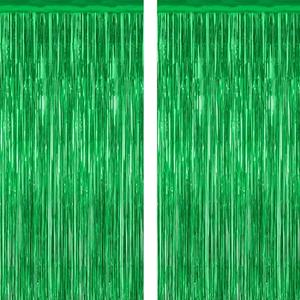 2 Pack Tinsel Backdrop, 3.28 FTx7.05 FT Green St Patricks Day Party Decorations, Metallic Backdrop Curtains Tinsel Curtains Streamer Backdrop, Party Supplies Wall Decor for St. Patricks Party Birthday