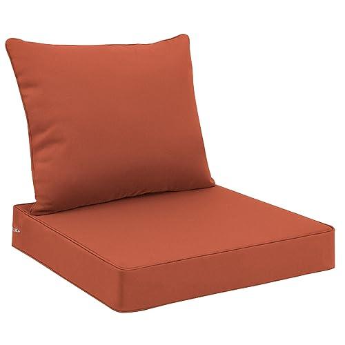 Favoyard Outdoor Seat Cushion Set 24 x 24 Inch Waterproof & Fade Resistant Patio Furniture Cushions with Removable Cover Deep Seat & Back Cushion with Tie Straps for Chair Sofa Couch