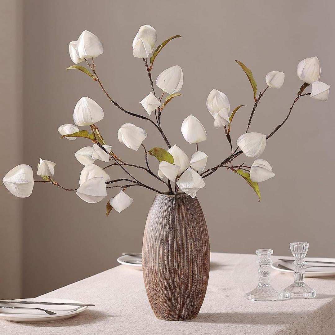 GLIDLION 4PCS Artificial Physalis Branch for Vase - 29" Faux Cape Gooseberry Stem, Realistic Fake Branches for Kitchen, Home, Farmhouse, DIY Arrangements Decorations (Cream)