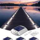 DetarZinLED Deck Lights Solar Powered, 4 Pack White Solar Pathway Driveway Light Outdoor IP68 Waterproof, Stick on & Screw Markers Deck Lights for Dock, Walkway, Sidewalk, Patio, Pool, Garden, Step