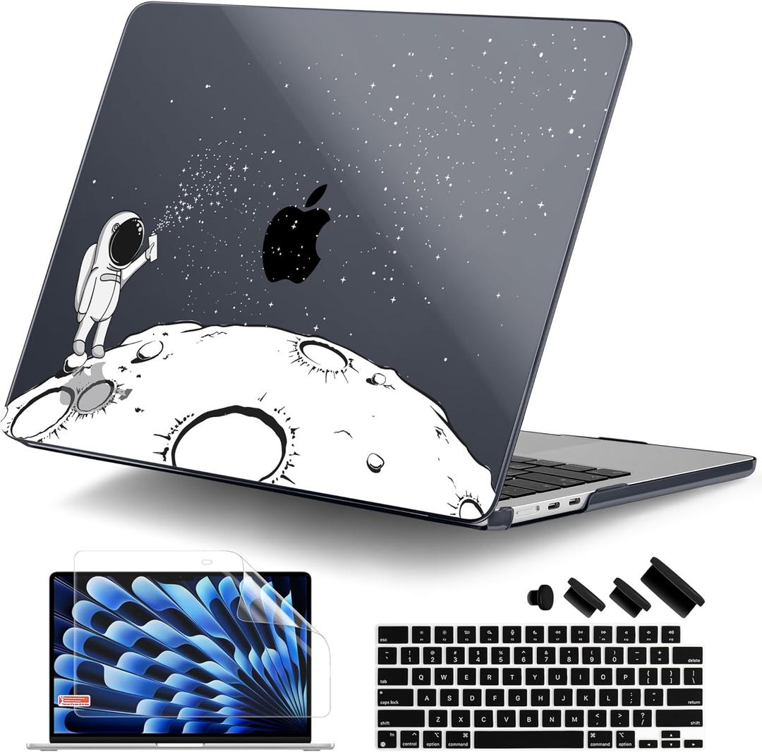DONGKE Compatible with M5 MacBook Air 15 inch Case 2026 2025-2023 A3448 A3241 A3114 A2941 M4 M3 M2 Liquid Retina Display Touch ID, Protective Hard Shell Cover & Keyboard Skin - Astronaut