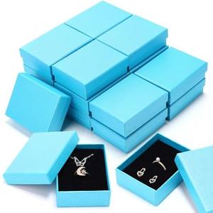 Sasylvia Jewelry Cardboard Gift Boxes Packaging Necklace Ring Earring Storage Box with Cushion 3.5x2.8x1.2 Inch (Sky Blue,36 Pcs)