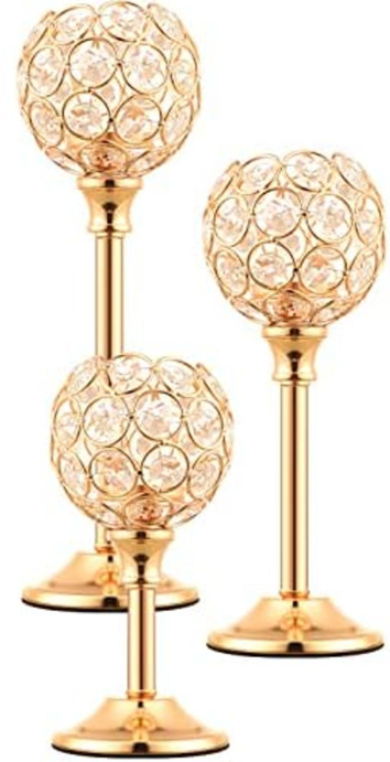 3 Pcs Crystal Candle Holder 3 Sizes Candle Holders for Wedding Table Centerpiece, Table Decor, Candlestick Holder for Fireplace Candelabra, Home Living Room Decor