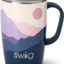 Swig Life 18oz Travel Mug, Insulated Tumbler with Handle and Lid, Cup Holder Friendly, Dishwasher Safe, Stainless Steel, Travel Coffee Cup (Moon Shine)