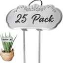 Metal Plant Labels,Tall Outdoor Garden Markers for Flower, Fruit and Vegetable, Stainless Steel Weatherproof Signs (25 Packs, 4" x 1.9", Silver)