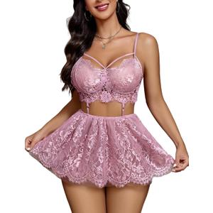 Avidlove Lingerie for Women Lace Babydoll Mesh Nightwear Chemise Nightie (X-Large, Fuchsia)