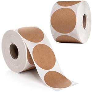 1000pcs Kraft Dot Stickers 2 inch | Color Coding Labels for Inventory, Price, Organization | 2" Round Circle Diameter, 500 per roll (Pack of 4)