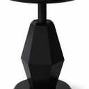 Round Wood Side Table, Coffee Nightstand Cocktail Drink Modern Accent Circle End Table, Wood Pedestal Base for Living Room, Bedroom, Small Spaces, Offices, Black, 21.6" H x 15.7" L x 15.7" W