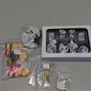 62 Pcs 1:12 Scale Miniature Dollhouse Kitchen Accessories Miniature Tea Cup Pots Resin Cake Set Include 16 Mini Plates Knife Fork Spoon 6 Egg Beater Utensil 10 Mini Stovetop Cookware 15 Pretend Food