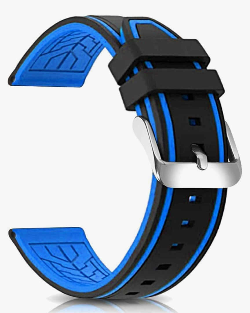 Silicone Watch Bands Divers Model Replacement Rubber Watch Strap 20mm 22mm 24mm 26mm Waterproof Line Bicolor Silver Buckle for Men and Women Sport