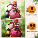 Gerrii Solar Tiki Statue Outdoor Light Decoration Tiki Bar Garden Statues 11'' Resin Waterproof Flamingo Figurines for Garden, Patio, Balcony, Yard, Lawn Ornament