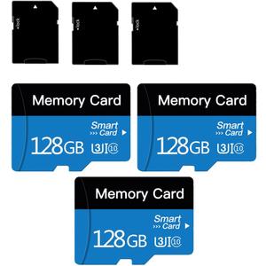 3 Pack 128 GB Micro Memory Card with Adapter, TF Card Class 10, Mini Memory Card for Camera/Smartphone/Tablet/Drone (Blue 128GB*3)