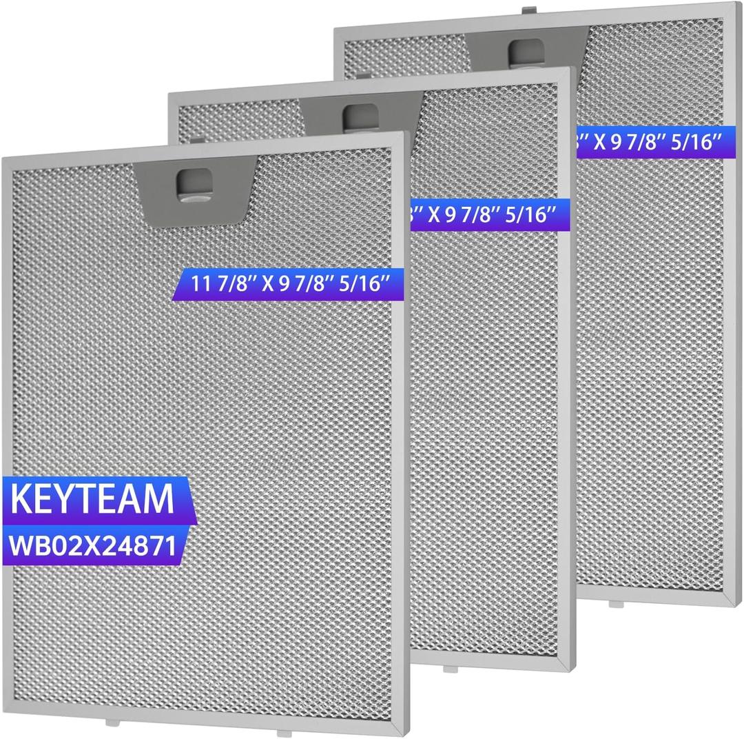 3 Pack-GE Range Hood Filter Replacement WB02X24871,(11-7/8"10-1/5"5/16" Metal Grease Filters), Compatible with GE JVW5361EJ1ES JVW5361EJ2ES JVW5361SJSS JVW5361BJ1TS