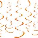 WEVEN Orange Party Hanging Swirl Decorations Plastic Streamer for Ceiling, Pack of 28