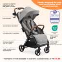 Babideal Lightweight Travel Stroller for Baby, Self-Folding Toddler Stroller with Large Canopy, Full-Reclining Seat, Cup Holder Included - Newborn to 50lbs. (Grey)