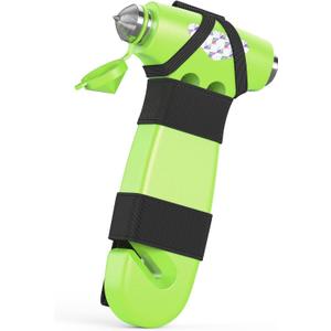 Car Safety Hammer, 3-in-1 Emergency Escape Tool with Window Breaker and Seat Belt Cutter, Green Safety Emergency Car Escape Tool for Car, Office, Home