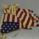 Vintage American Flag Bunting Banner, 5 Meter Cotton Garland with 10 Double-Sided USA Pennant Flags, Patriotic Hanging Decoration for 4th of July, Memorial Day, Independence Day