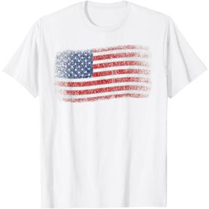 American Flag 4th of July Vintage USA Flag Patriotic T-Shirt (Small)