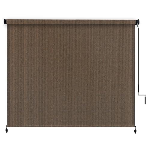 VOXBIN Outdoor Roller Shade 120" W x 96" H, Exterior Cordless Blinds with Splicing Design, UV Protection Roll Up Shade for Patio, Porch, Gazebo, Pergola, Mocha