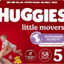 Huggies Size 5 Diapers, Little Movers Baby Diapers, Size 5 (27+ lbs), 58 Count