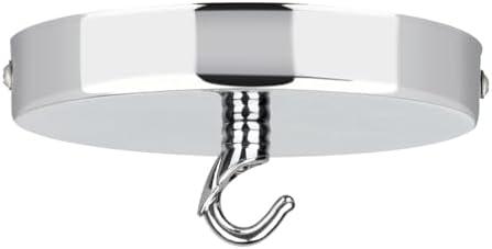 Helunsi Ceiling Canopy Kit, Silver Chandelier Pendant Light Canopy Kit, 4-3/4 Inch Ceiling Light Cover Plate with DIY Lamp Hook, Hanging Lamp Fixture Plate Base - Rated 20lbs