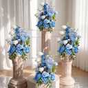 Giegxin 4 Pcs Standing Wedding Aisle Flowers Floral Arrangements, Bule | Artificial Rose Arrangements for Ceremony Church Backdrop, Chair Decorations for Reception Outdoor Indoor Event