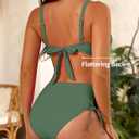 2 Piece Bikini Set U-Wire Curvy Modest Swimsuit for Women High Waisted Tummy Control 2026 Beach Swim Bathing Suits (Army Green)