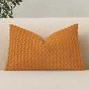 UGASA Fall Lumbar Throw Pillow Covers Pack of 1 Super Soft Boho Corduroy Decorative Pillow Covers Cases Plush Texture Accent Throw Pillows for Sofa Couch Living Room Chair 14x24 Inch, Burnt Orange