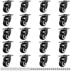 1.5" Casters Set of 20 Heavy-Duty Industrial Caster Wheels Without Brake PU Wheels Double Ball Bearing Swivel Casters Noiseless for Workbench, Furniture, Plate Castors Black