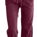 WROLEM Capris Pants for Women Cotton Casual Summer Straight Wide Leg Loose Drawstring Elastic Waist Cropped Trouser (S)