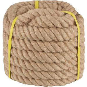 Twisted Manila Rope 1-1/2 in x 50 ft Natural Thick Hemp Rope for Railing Docks Tug of War Decorating Crafts Nautical Landscaping Swing Hammock